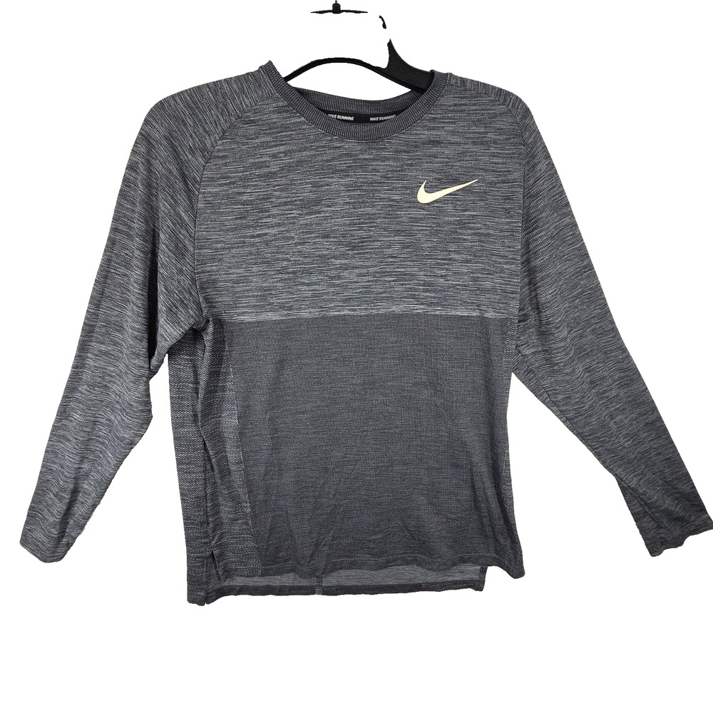 Nike Dry Medalist Mens Long Sleeve Running Shirt Top Large Gray 891424-641 Gym